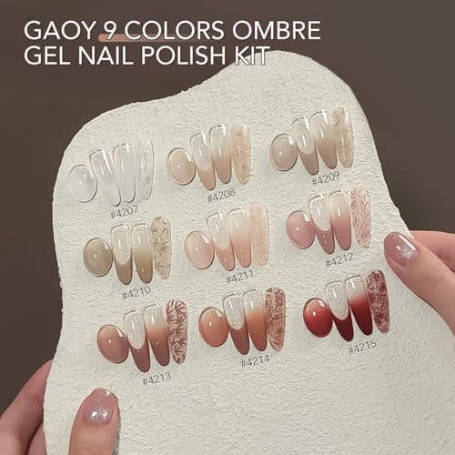 Ombre Gel Nail Polish Kit - 9 Colors UV LED Soak Off