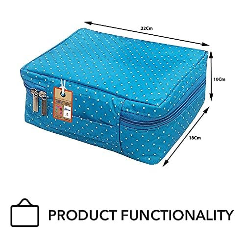 atorakushon Travel Makeup Train Case Cosmetic Organizer Portable Artist Storage Bag Zipper Pouch with Adjustable Divider for Women Girls Gifts Water-Resistant Daily Storage Organzier (Sky Blue)