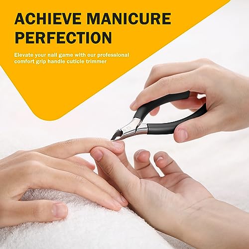 BEZOX Cuticle Clipper for Salon-Worthy Nails - Professional Half Jaw (5 mm) Cuticle Trimmers with Silicon Handle for Expert Manicures, Precision Cuticle Cutters Premium Nail Care Tool - Black