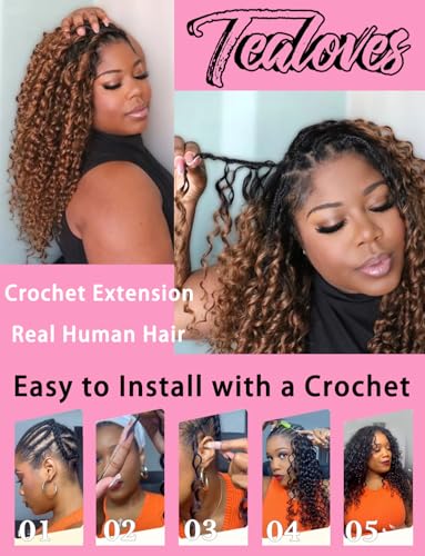 20-Inch Miracle Knots Crochet Human Hair for Black Women - T1b/30 Ombre Deep Wave