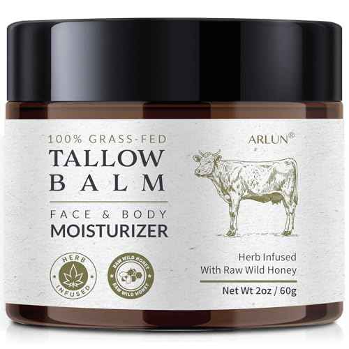 Beef Tallow for Skin, Beef Tallow and Honey Balm, Tallow Face Moisturizer Nourishes and Hydrates the Skin, Grass Fed Balm Enriched with Raw Wild Honey 60g