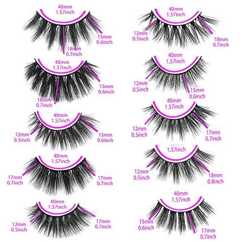 MIKIWI 5D Faux Mink Lashes 10 Pack - 12-20mm Natural Volume