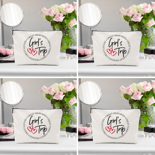 4 PCs Girls Trip Favors - Funny Makeup Bag, Bestie Gifts for Women, Graduation & Wedding Toiletry Bag
