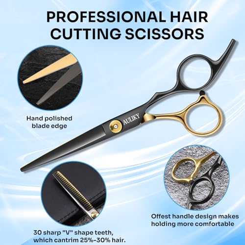 AULikY 15-Piece Hair Cutting Scissors Kit | Professional Stainless Steel Shears