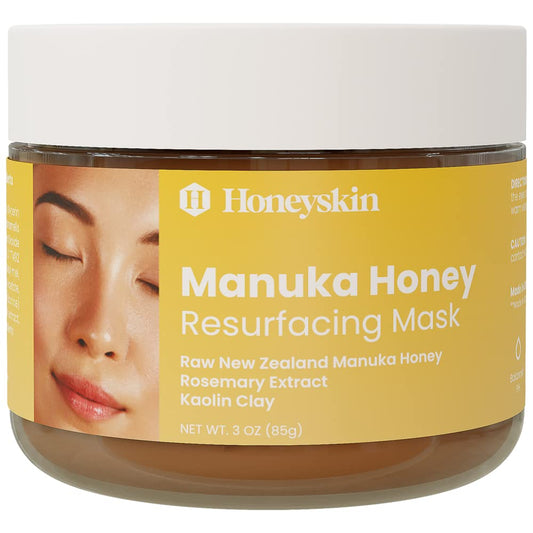 Honeyskin Bentonite Clay Face Mask with Manuka Honey - Gentle Face Exfoliator - Hydrating Facial Mask for Acne Prone and Dry Skin - Face Mask Skin Care w/Pore Minimizer and Deep Cleanser (3oz)