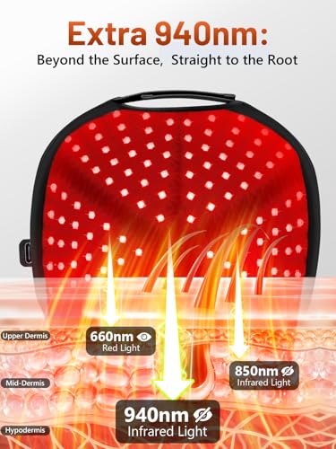 RELEXNOW Deep Black Red Light Therapy Cap for Hair - Upgraded 180 LEDs
