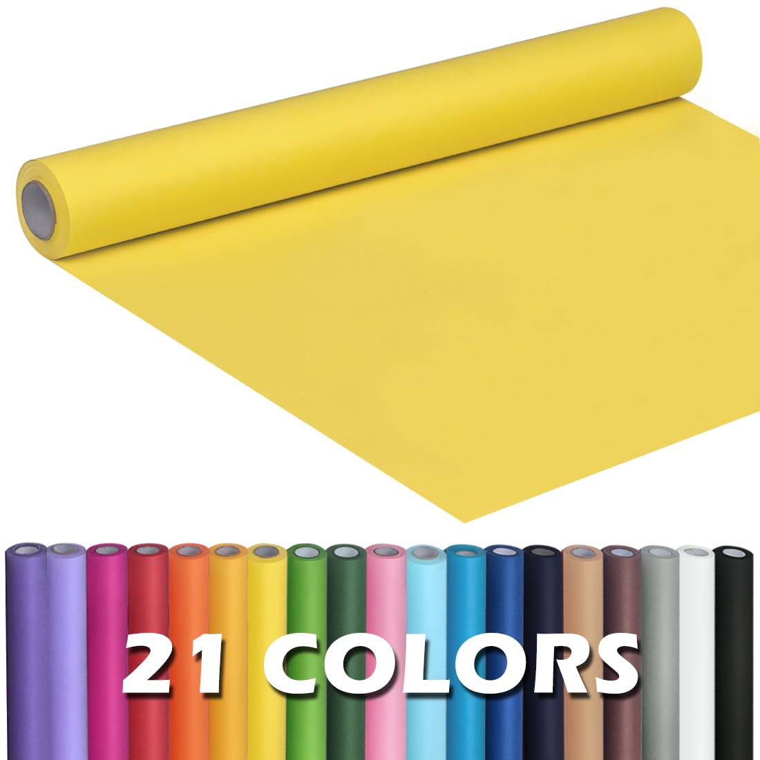 PerkHomy Lemon Yellow Kraft Paper Roll 17.5" x 960" (80') for Gift Wrapping Bouquet Flower Kids Art Painting Craft Writing Packaging Shipping 80GSM 55LB (Lemon Yellow, 17.5" x 80')