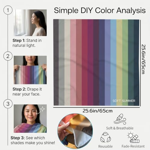 XUMGCUTM Soft Summer Color Analysis Palette Drape – Personal Style & Makeup Tool