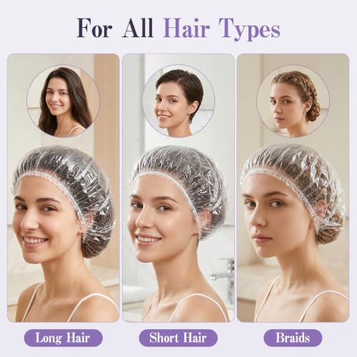 150 Pack Disposable Shower Caps - Waterproof Clear Elastic