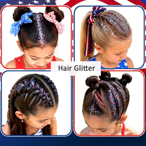 Red White Blue Glitter Stick for Face & Hair