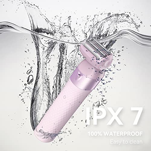 3-in-1 Electric Razor for Women,Dual-Foil Electric Shaver for Woman Face,Legs,Armpit,Rechargeable Bikini Trimmer,Intimate Shaver with Illumination,Public Hair Trimmer Women (Cold Pink)