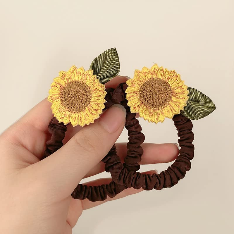 Sunflower Big Bow Clips Jumbo Girls Hair Bow Pin BBG56 (Sunflower Hair Scrunchies-2 Pcs)