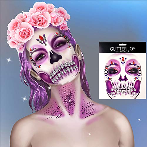 PADOUN Day of the Dead Face Gems - 4 Pack Temporary Tattoo Stickers