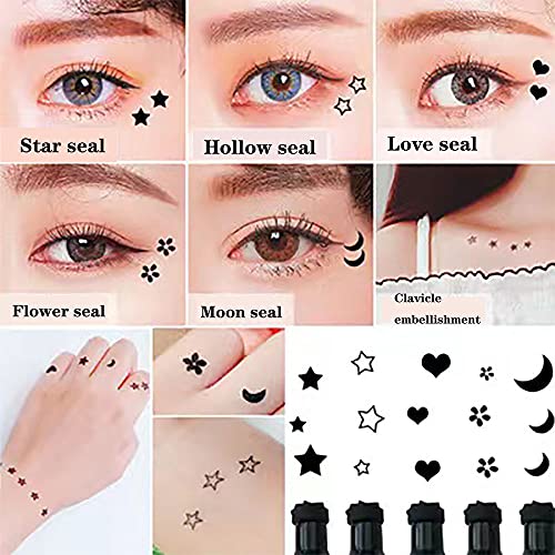 2-in-1 Stamp Eyeliner Pen 4 PCS Waterproof Eyeliner, Smudge-Proof Winged Liner Stamps for Beginners, Quick & Precise Cat Eye Makeup Suitable for the Pursuit of Delicate of Women