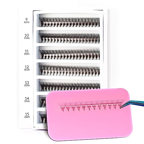 1500 Ultra Mix 7 | Extensions 6D-8D-10D| Extension with 0.05/0.07mm Thickness of Mink Lashes| C D Curl | 9-15mm Length for Fluffy Eyelash Cluster(10D-0.05-C,Mix 9-10-11-12-13-14-15mm)