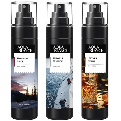 AQUA BLANCE Men's Body Spray Variety Pack - 3.4 Oz Each