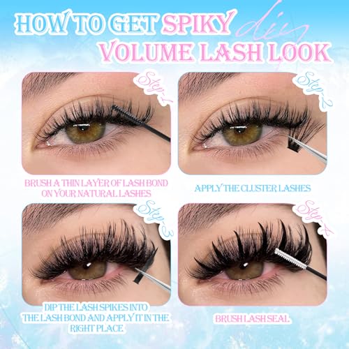 AuReve 12-20mm Spiky & Fluffy Lash Clusters 80D Volume Eyelash Extensions - Mix