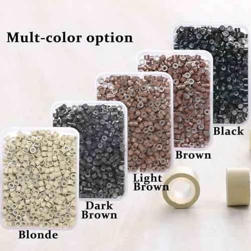4mm-300pcs Hair Tinsel Beads,Silicone Lined Micro Rings,MicroLink Beads for Hair Extensions,Blonde