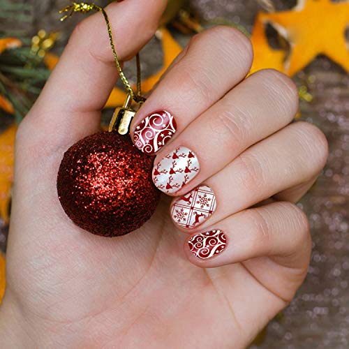 4 Pieces Christmas Nail Art Stamping Plates with Snowflakes Snowman Christmas Tree Santa Image Stamp Templates Kit DIY Stainless Steel Nail Image Polish Template Kit Manicure Stencils Tools