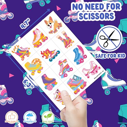 96 PCS Roller Skate Temporary Tattoos for Kids Party Favors