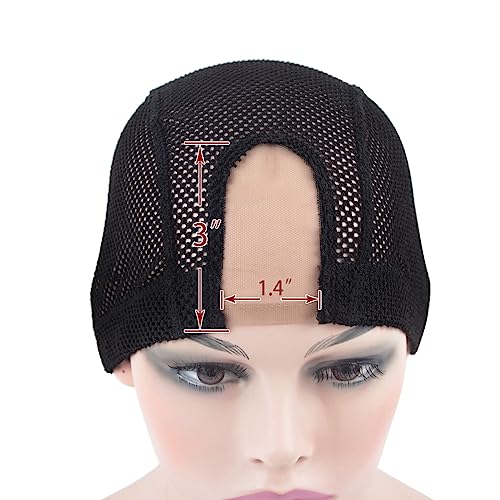 U Part Wig Cap Medium Black 2 Pack