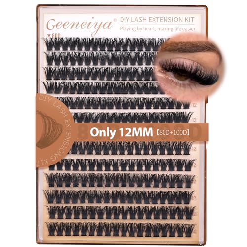 Geeneiya 12MM D Curl Volume Lash Clusters - DIY Eyelash Extensions