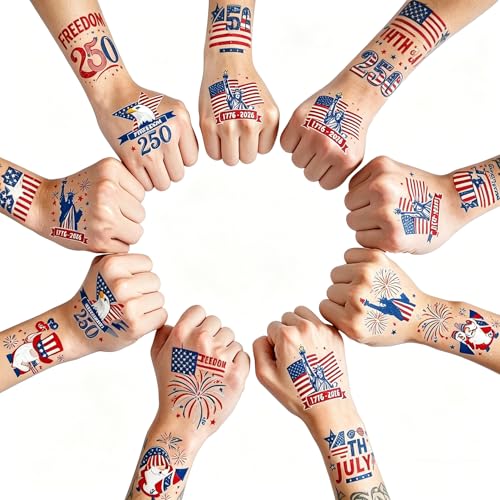 250th Anniversary Patriotic Temporary Tattoos, 117 Sheets