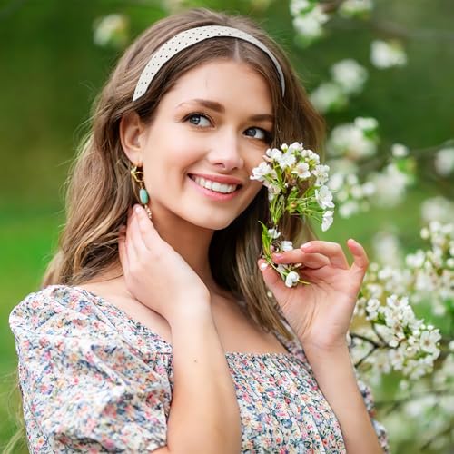 2-Pack Polka Dot Headbands for Women & Girls Black & White Boho Hair Accessories