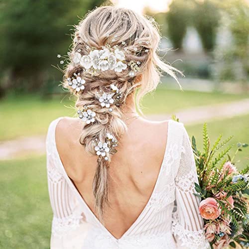 5 PC Bridal Wedding Hair Pins & Comb with Pearls