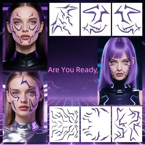 Purple Anime Cosplay Temporary Tattoo Stickers