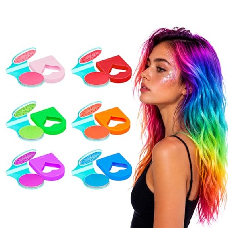 6 Colors Temporary Hair Chalk for Kids | Washable & UV Reactive