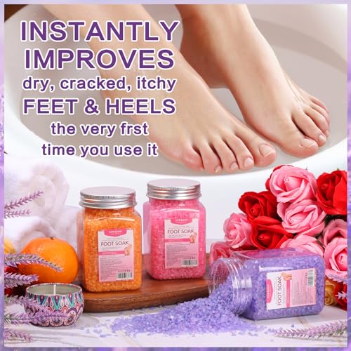 Himalayan Pink Salt Foot Soak Kit - 3 Pack Epsom Salts with Essential Oils