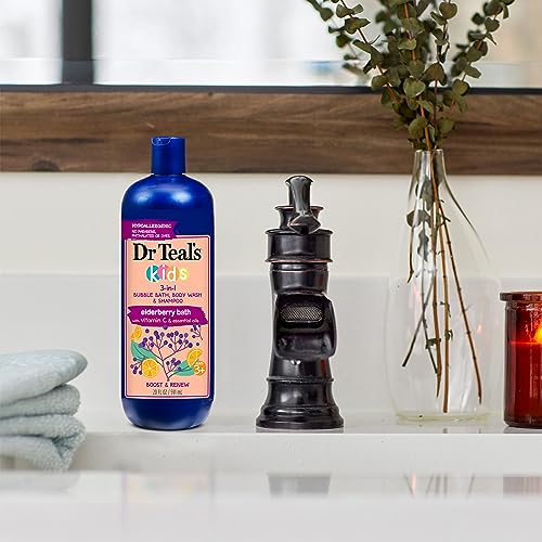 Dr Teal's Kids 3-in-1 Elderberry Bath: Bubble Bath, Body Wash & Shampoo, 20 fl oz.