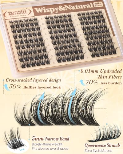 Wispy Lash Clusters - D Curl Natural Fluffy Eyelashes 8-16mm