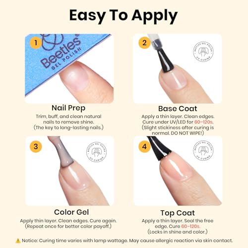 Beetles Clear F-Clear Gel Base & Top Coat Set 2Pcs 15ml Long Lasting High Gloss