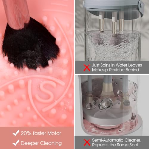 Rechargeable Electric Makeup Brush Cleaner with Night Light - Pink