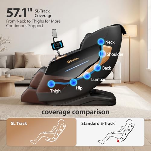4D Zero Gravity Massage Chair 57.1" SL-Track Shiatsu Recliner