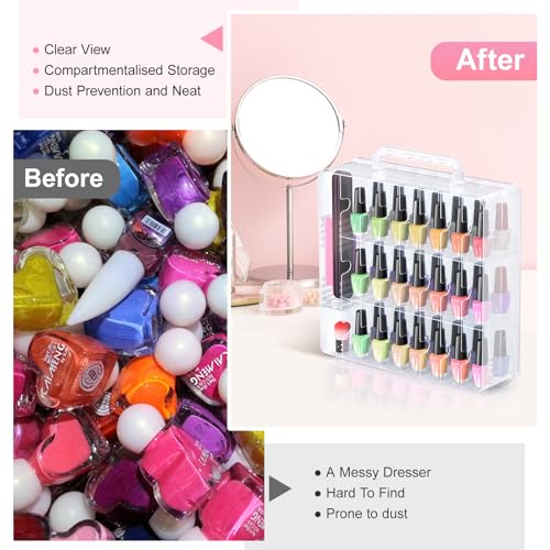 48 Bottle Nail Polish Organizer with Adjustable Dividers