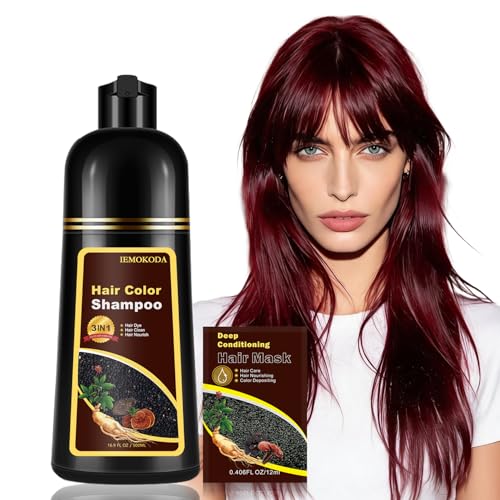 NCEPROHR Burgundy Hair Dye Shampoo - Semi-Permanent Red Hair Color for Gray Coverage