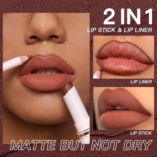 2-in-1 Waterproof Matte Lipstick & Lip Liner Pen Set