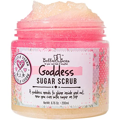 Bella and Bear Goddess Sugar Scrub, No Parabens, New Fragrance, Cruelty-Free, Vegan-Friendly Exfoliating, 6.7oz