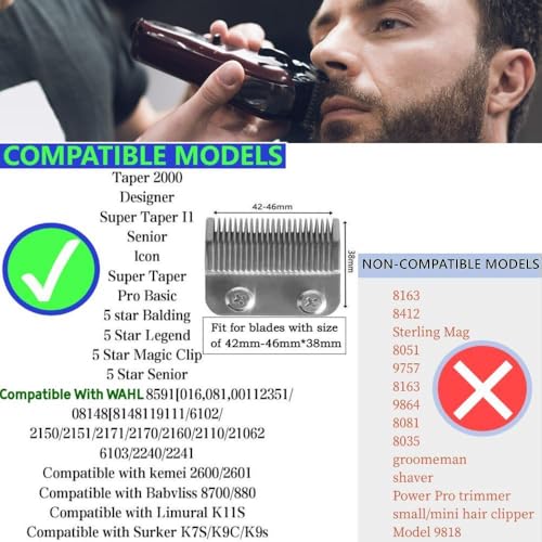 Professional Hair Clipper Combs Guides Set - 1/16 to 1 Size Range, Black Replacement Guards£¬COMPATIBLE WITH WAHL Most Clippers/Trimmers (8 Pieces)