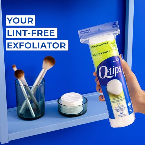 Q-tips Gentle Exfoliating Cotton Rounds - 100% Cotton Pads, 6 Pack (480 Ct)