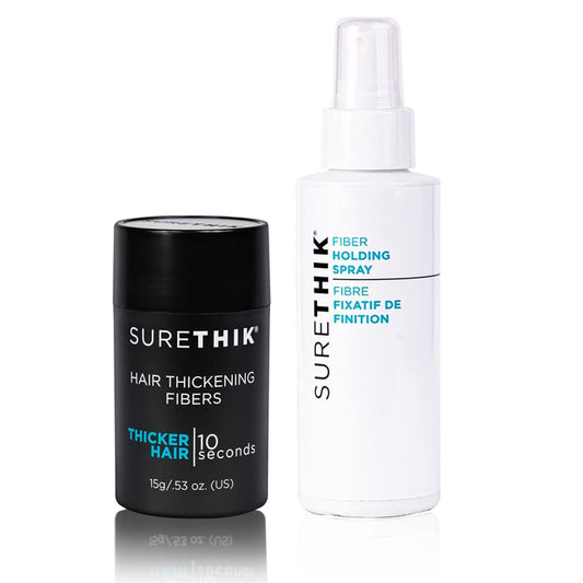 SureThik 15g Hair Thickening Fiber (Medium Brown) and Holding Spray (3.4oz) Bundle