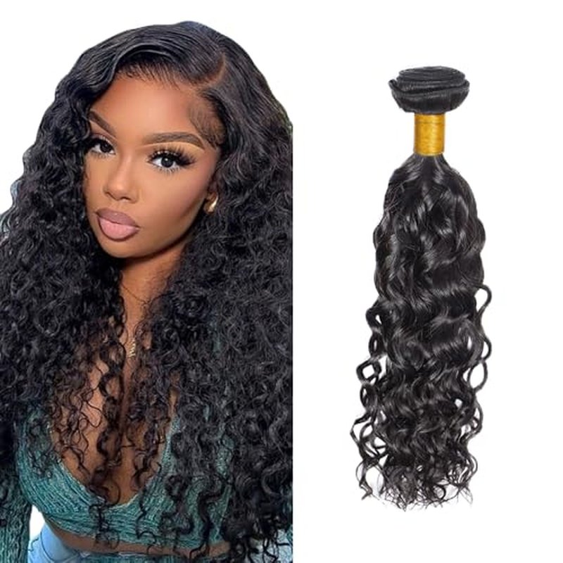 10 Inch Water Wave Human Hair Bundle #1B Natural Black