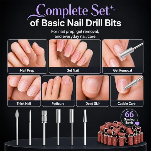 Wea&Hea Electric Nail Drill for Manicure & Pedicure, Professional Cordless 50,000RPM
