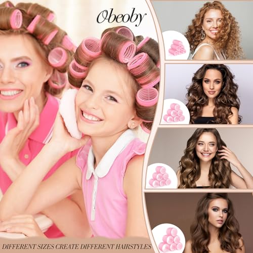 Self-Grip Hair Rollers Set 4 Sizes with Clips & Styling Tools