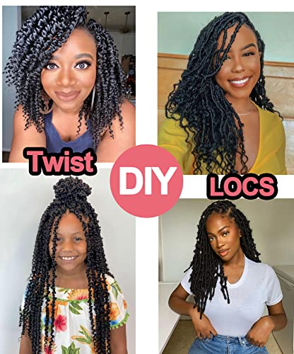 BATISI Afro Twist Braiding Hair 2 Pack 12 Inch Pre-Separated Marley Twist Braiding Hair Pre-fluffed Kinky Twist Hair Afro Spring Twist Hair for Faux Locs Wrapping Hair #1b Black