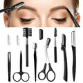 8 In 1 Eyebrow Grooming Kit, Multipurpose Exfoliating Dermaplaning Tool, Male And Female Facial Razor Facial Trimming Razor Eyebrow Brush Scissors Tweezers Tool