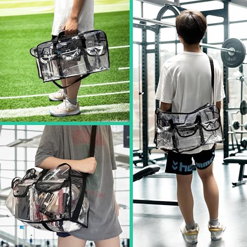 20" Large Clear Tote Makeup Kit Bag for Travel, Clear Duffle Toiletry Cosmetic Bag Professional Organizer Bags for Make up Set Artist Work Beach Gym
